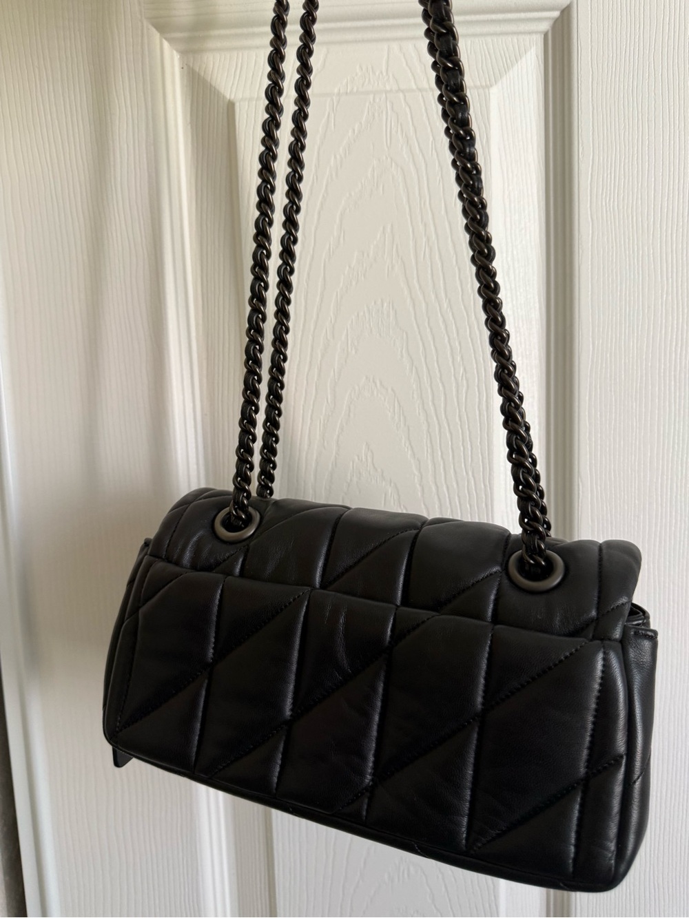 Coach Black Quilted Leather Shoulder Bag with Chain Straps - Picture 3 of 5
